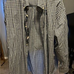 Izod Navy and Cream Plaid Shirt